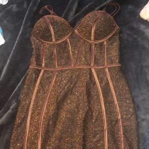 Bronze shimmer corset sparkly dress